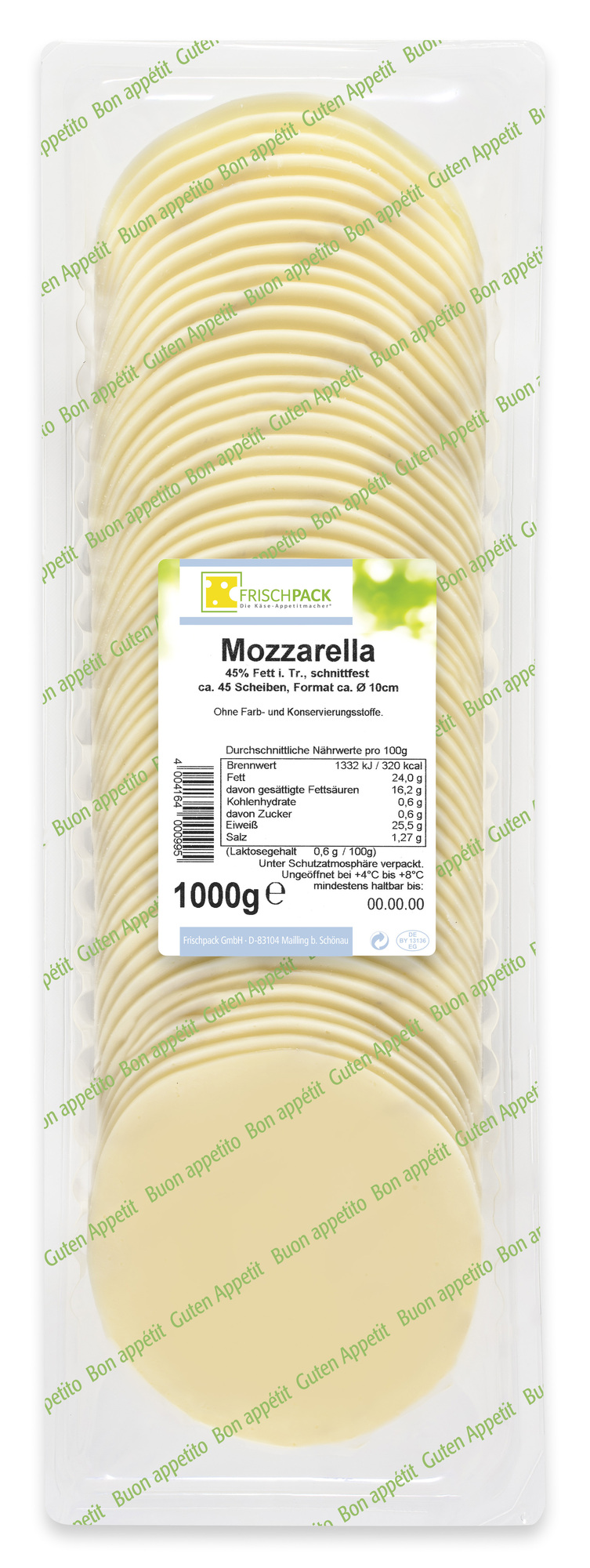 Mozzarella in Scheiben 45 %  1000g